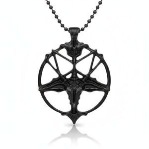 Men's‎ Black Gothic Baphomet Pentagram Pendant Necklace Chain Gothic Pendant